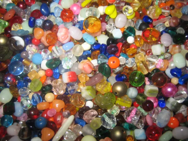 GLASPERLEN MIX  100 g böhmische Perlen zwischen 2 - 8 mm bunte Mischung Reste