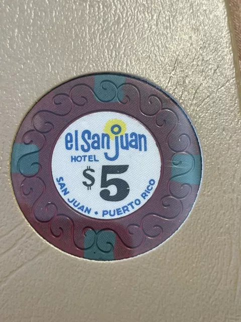 $5 El San Juan Puerto Rico Casino Chip ESJ-5b **Rare Chip**