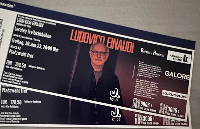 Ludovico Einaudi 30.6.2023 Loreley (2x), Block A2, Freie Platzwahl