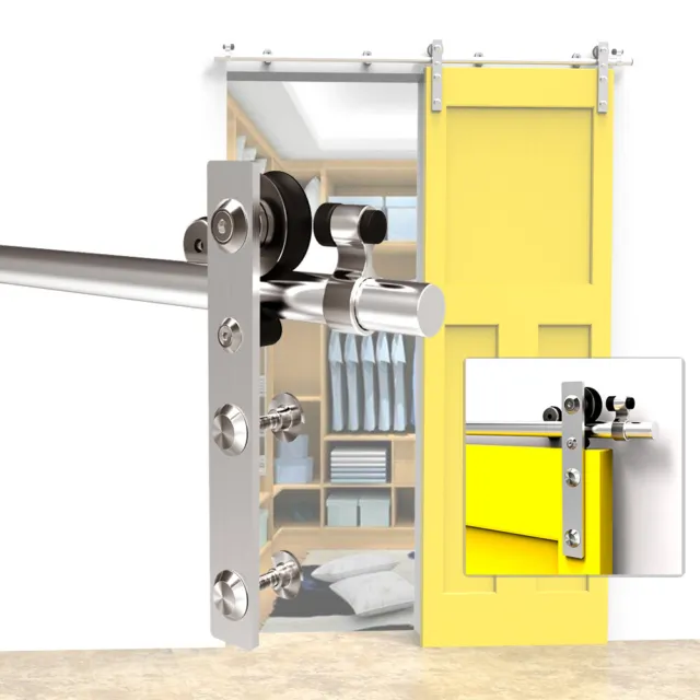 Stainless Steel 4-16FT Sliding Barn Door Hardware Kit for Wood/Glass Doors