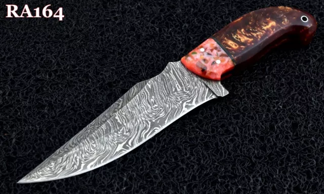 9" New Arrivel Custom Handmade Damascus Steel Hunting Skinner Knife Resin.