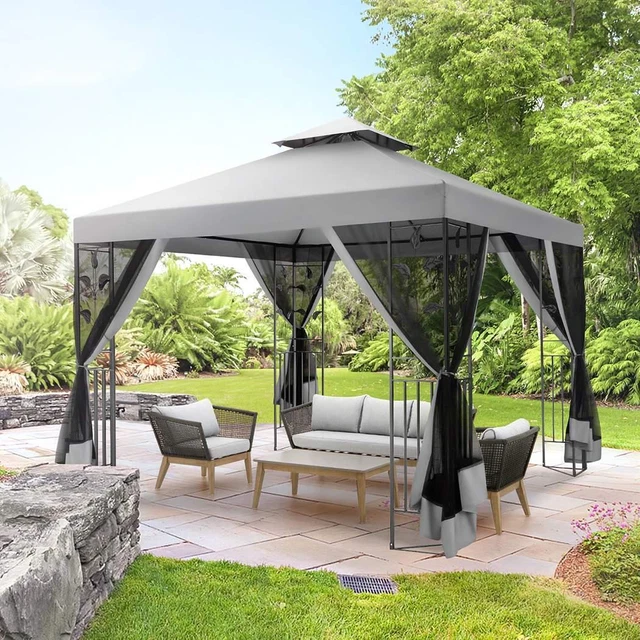 Pavillon 3x3m Gartenpavillon Gartenzelt Partyzelt Pavilon Pavillion Festzelt 2