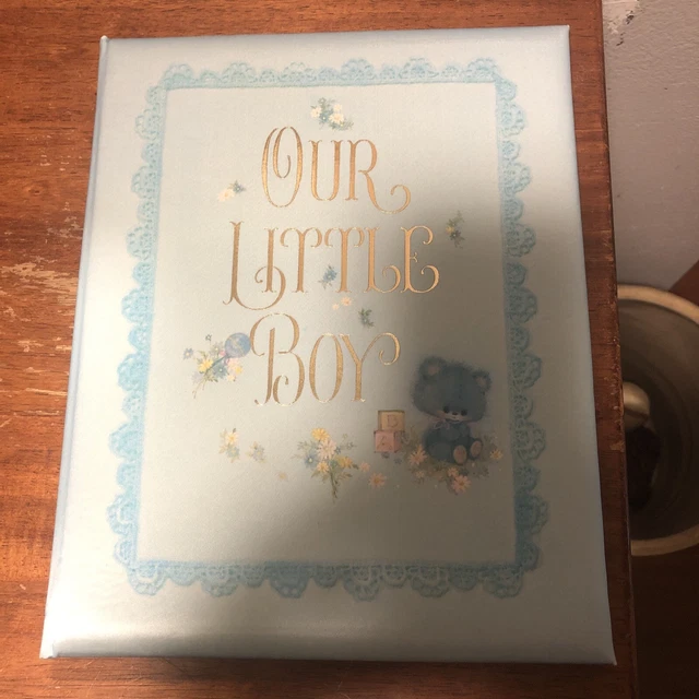 Vintage Hallmark Baby Book • Our Little Boy 1969 Lois Jackson • Blue Satin Cover