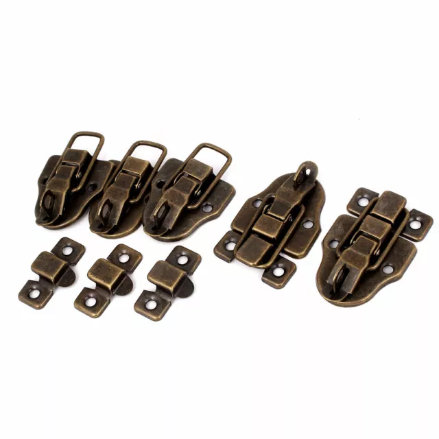 Retro Style Metal Wardrobe Box Case Safe Lock Toggle Latch Hasp Bronze Tone 5pcs