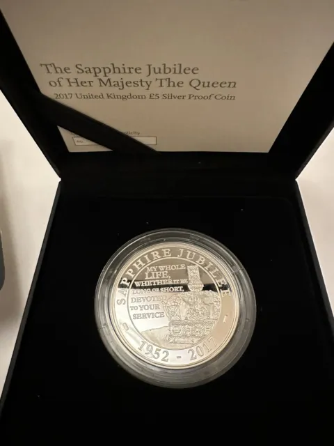 2017 The Sapphire Jubilee of Her Majesty the Queen UK £5 Silver Proof Coin