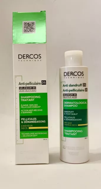 Vichy Dercos Anti-Dandruff Dry Hair Shampoo 200ml - New In Box