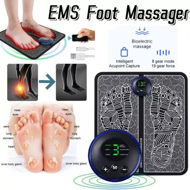 Alfombra de masajeador de pies con control remoto 8 modos EMS plegable portátil de masaje de pies