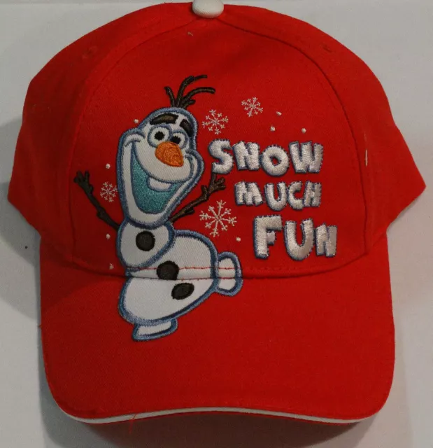 New Disney Frozen Olaf Baseball Cap Hat Snow Much Fun Red Adjustable Kids