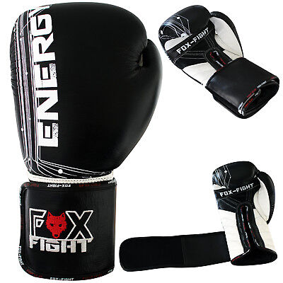 FOX-FIGHT Energy Guantoni da Box Pelle Scomparti Kickboxen Muay Thai Mma Guanti