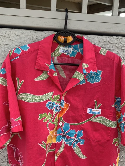 SURF LINE Jams world 80s hawaiian shirt ALOHA L dated floral jams original