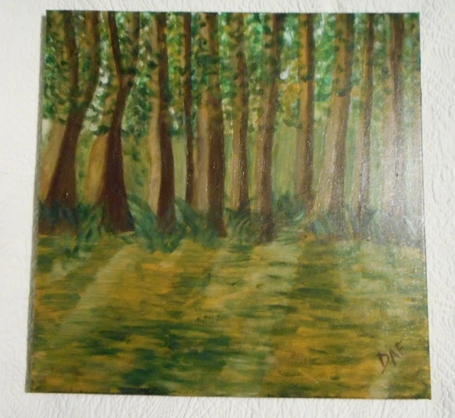 Peinture à L'huile Ancienne Sur Panneau Bois - Forêt, Arbres Et Ruines - École Française