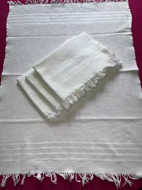 4 serviettes de toilette anciennes nid d'abeille 76 cm x 57 cm S3