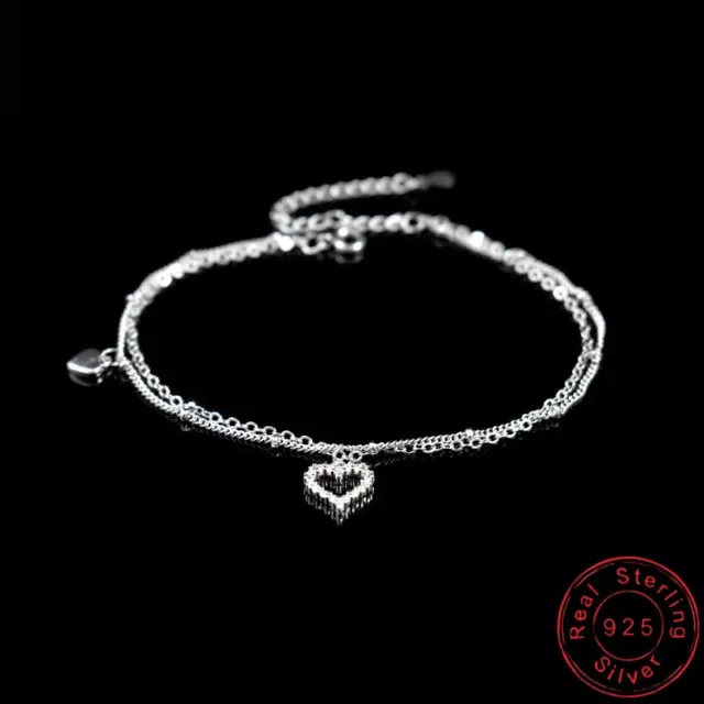 Genuine 925 Sterling Silver Ankle Bracelet Women Anklet Foot Jewelry Chain Beach