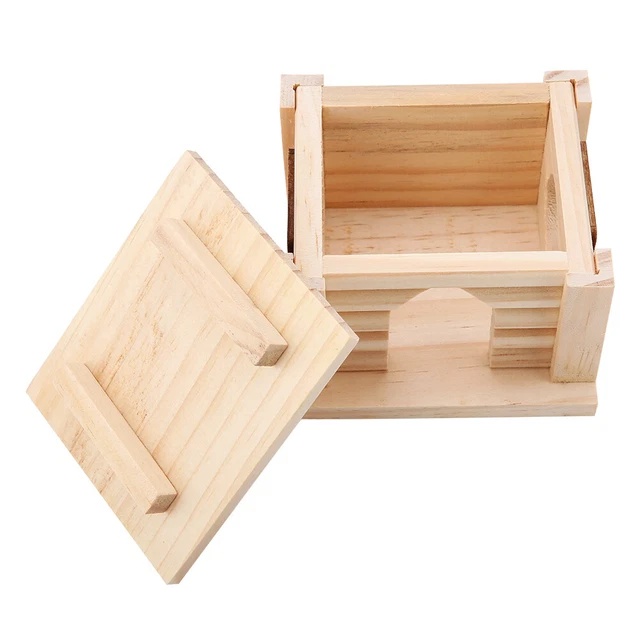 1PC Natürliche Holz Hamster Haus Flat Top Cabin Rat Hut Maus Käfig Für Kleine