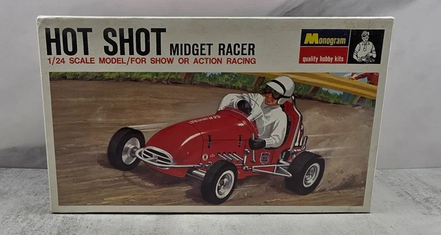 RARE!! VINTAGE 1967 Monogram Hot Shot Midget Racer Model Kit