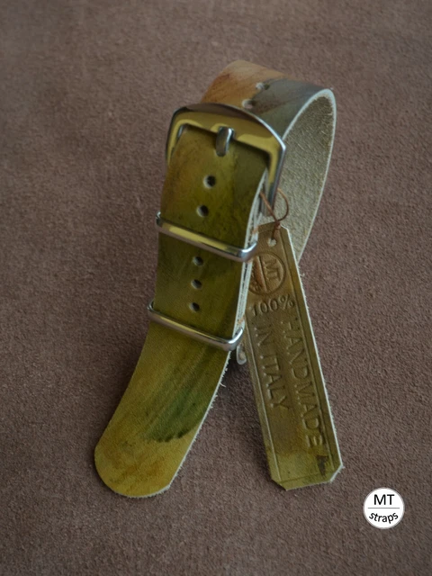 20 MM CINTURINO nato tipo RAF Camouflage Handcrafted Italy Leather