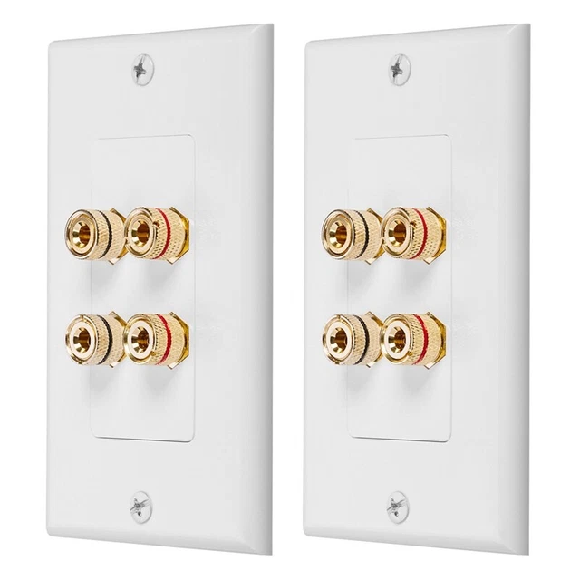 2X 4 Posts Speaker Wall Plate Home Theater Wall Plate Audio Panel for 2 SpeaF9Z1