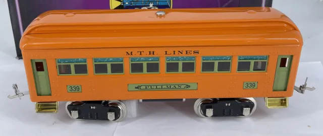 MTH Standard Gauge Tinplate 300 Series #339 Orange Pullman Passenger Car L/N Box
