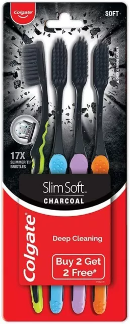Colgate Slim Soft Charcoal Cepillo de dientes 17X Cerdas de punta suave más...