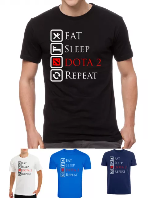 Dota 2 mmo game gamer eat sleep repeat symbol logo t-shirt