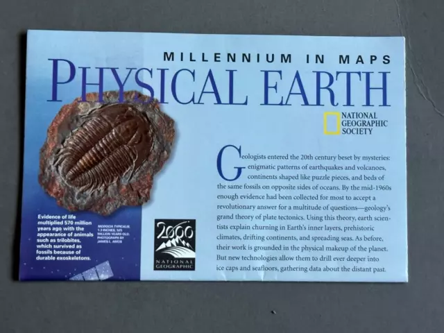 Millennium in Maps, Physical Earth, National Geographic, Map & Poster, 1998