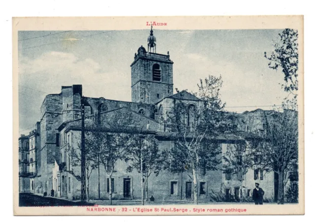 CPA  -11- NARBONNE - L'Eglise St.Paul-Serge, Style roman - animée - vierge