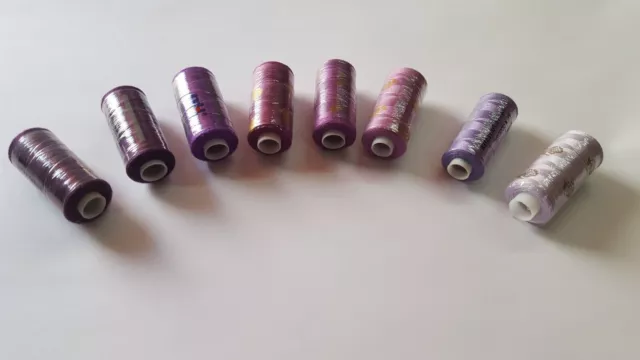 Máquina de coser a mano Hilo 8 Carretes Púrpura Violeta Sombra 402... 2