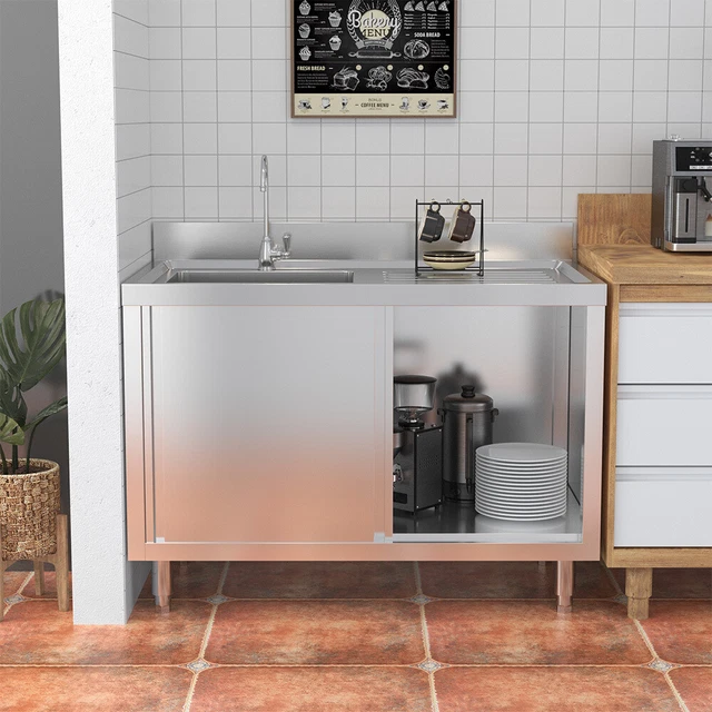 1/2 Bowl Sinks/Kitchen Sink Cabinet/Restaurant Food Prep Table Stainless Steel