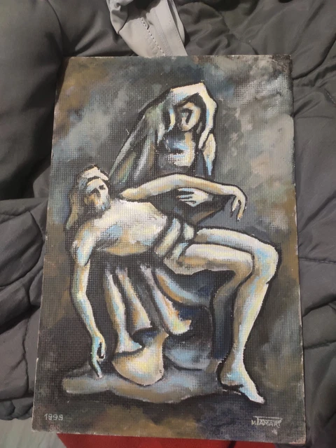 Tableau Huile Sur Panneau Signé G. Verneaux - Guignols - Art Naïf Original