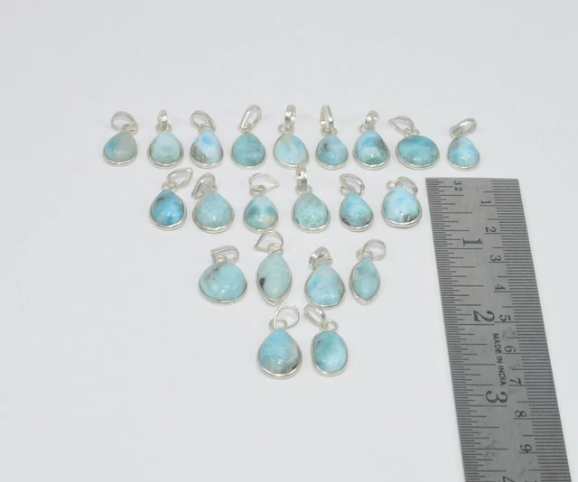 Wholesale 21Pc 925 Sterling Silver Natural Blue Larimar Pendant Lot Gtc159 O v75