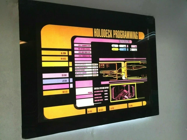 STAR TREK TNG prop HOLODECK PROGRAMING screen lcars transparent print ...