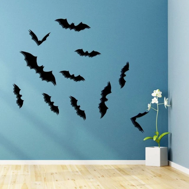 36pcs Decorative Decals Bat 3D Stickers DIY PVC Stickers Bat Wall Stickers