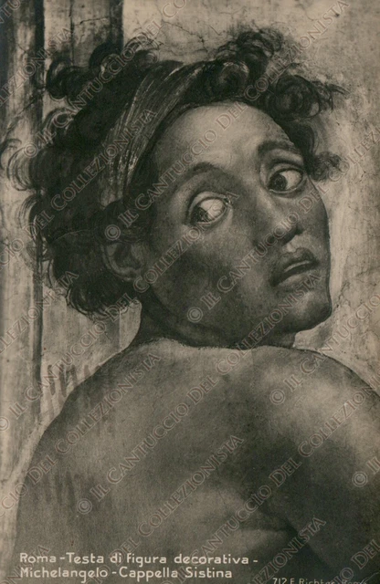 1933 Roma Cappella Sistina Testa di figura decorativa MICHELANGELO Cartolina