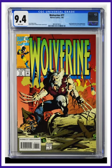 Wolverine #77 CGC Graded 9.4 Marvel January 1994 White Pages Comic Book.