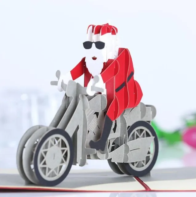 Merry Christmas Xmas Santa Claus Handmade 3D Pop-Up Greetings Card