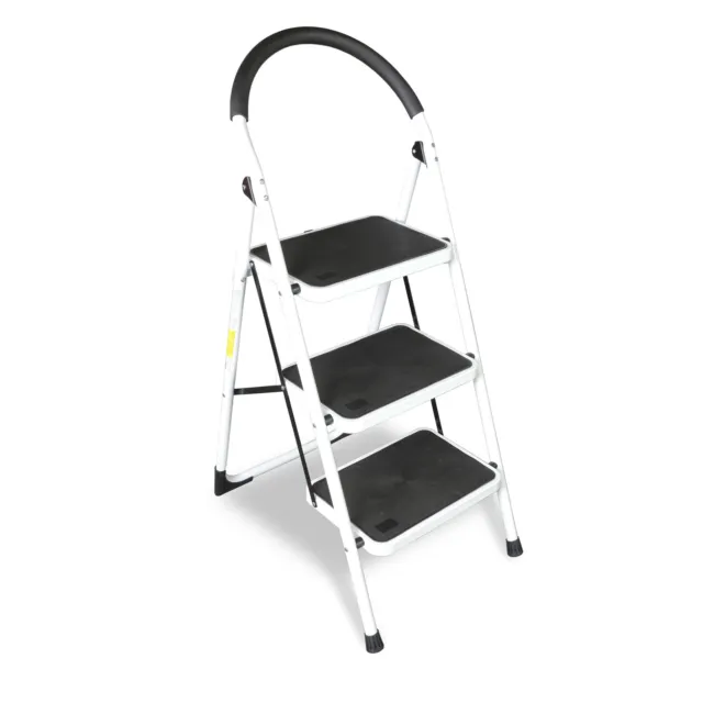 ZOOMIFY 3 Step Ladder, Folding Lightweight Step Stool with Wide Anti-Slip Pedal