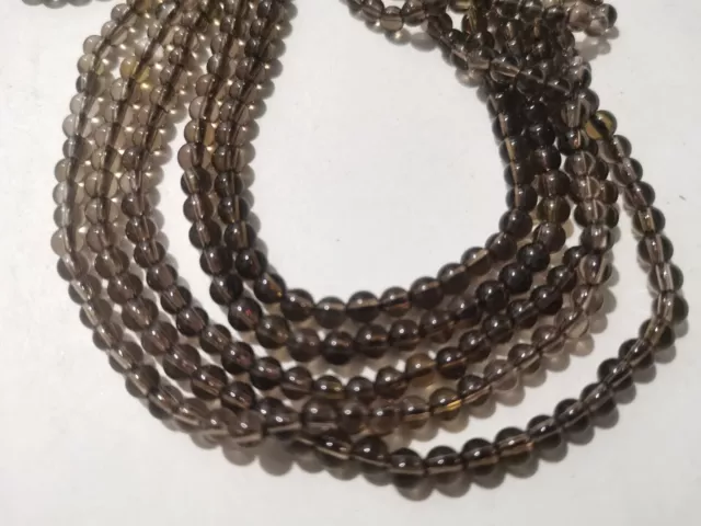 110pcs 1 Strand SMOKEY QUARTZ Natural Gemstone 4mm Round Beads