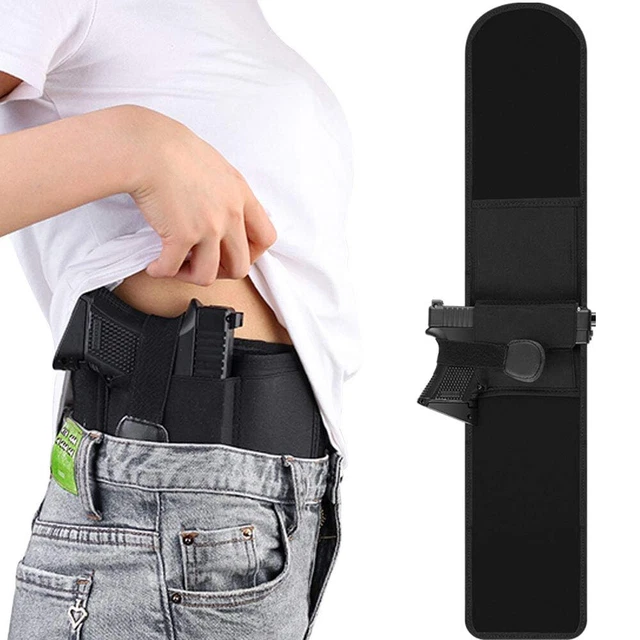 Belly Band Holster For Concealed Carry - Fits 38-50 Waist, Ambidextrous, Holds Gun & Mag (Black)