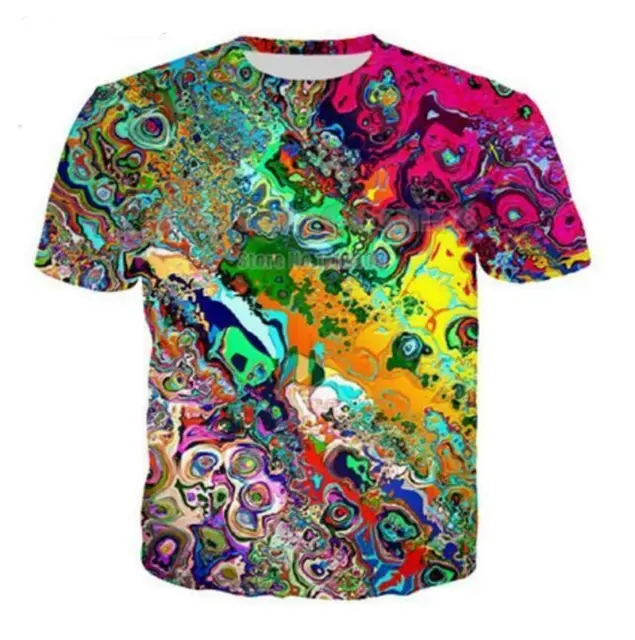 Psychedelic Colorful Trippy 3D Print T-Shirts Short Sleeve Tees for Mens Womens