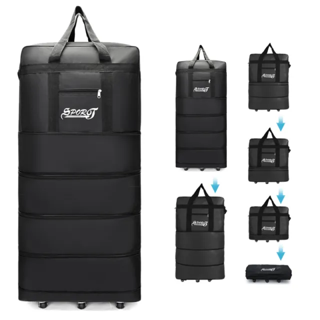 40" Folding Expandable Wheeled Rolling Duffle Bag Soft Travel Suitcase Luggage