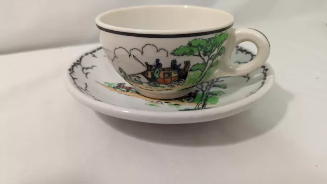 Cup & Saucer O.P. CO. SYRACUSE CHINA Horse & Carriage Restaurant Ware OLD IVORY