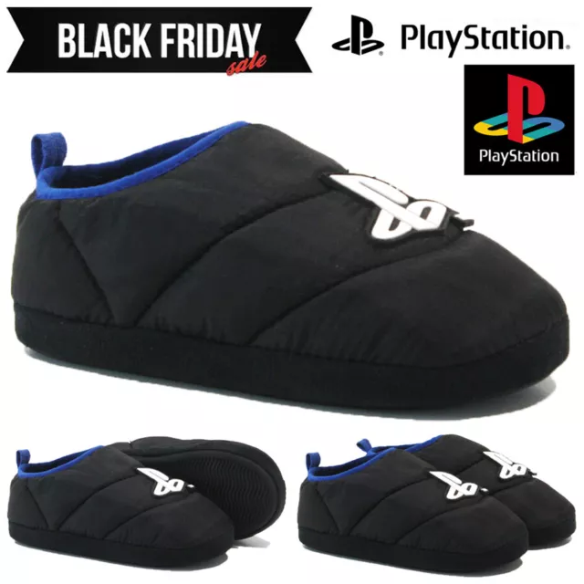 Boys Infants Playstation Slippers Gaming Warm Mules Soft Cosy Fleece Shoes Size