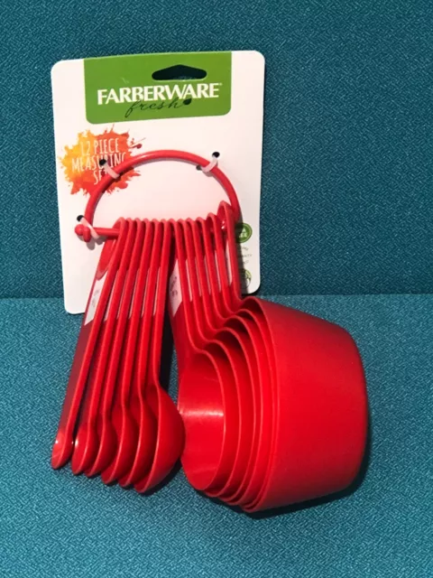 Farberware Measuring Cups and Spoons Set, 9 Piece, Coral Ombre