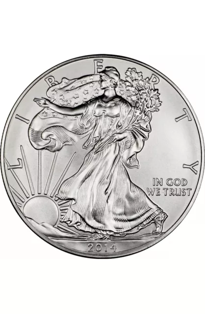 2014 $1 United States American Silver Eagle 1 oz Brilliant Uncirculated.In Flip