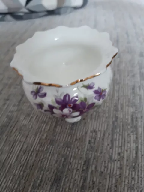 Aynsley Pottery ~ English Fine Bone China Violette Open Sugar  Bowl 2