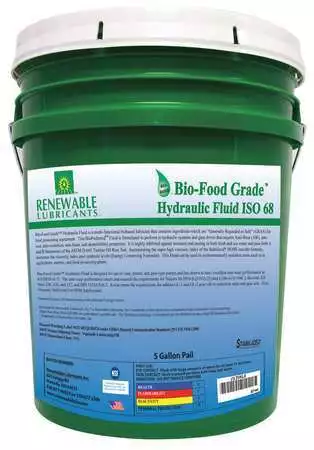 Renewable Lubricants 87144 Bio-Food Grade Hydraulic Fluid, 5 Gal., Iso 68