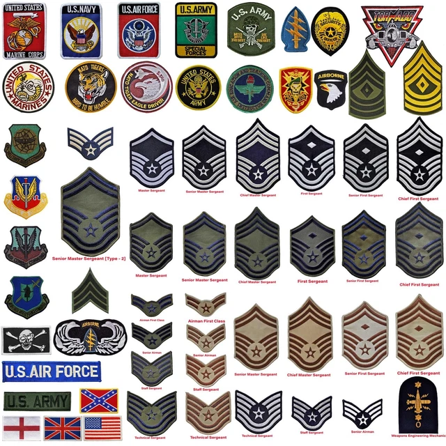 PATCHES US UNIFORM Dress Army Air Force Military Jacket Ranks Sew On Badges £4.99 PicClick UK