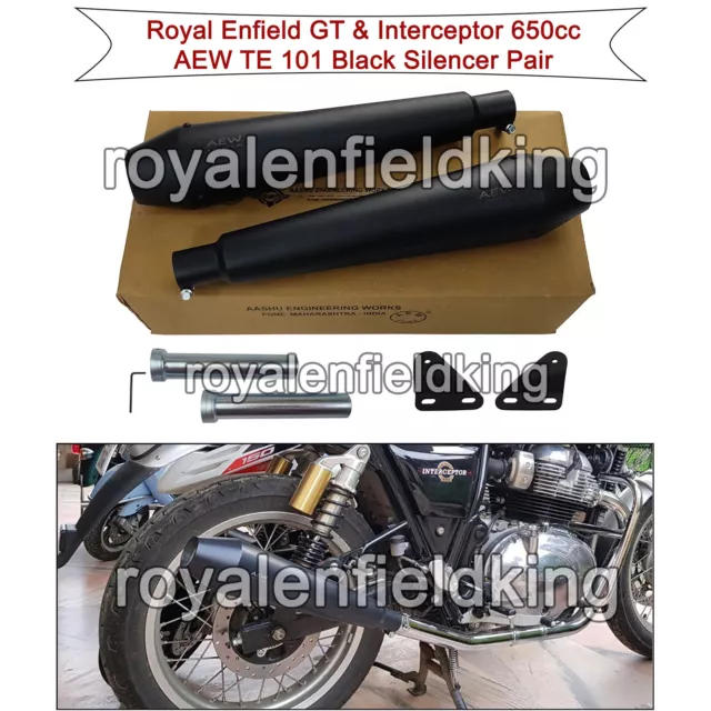 Compatible Para Real Enfield" Negro AEW Megáfono Te 101" de Interceptor 650 & Gt