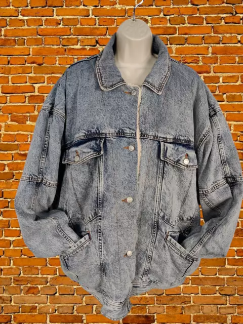 Oversized denim borg online jacket