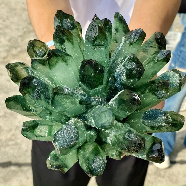 4.6LB New Find Green Phantom Quartz Crystal Cluster Mineral Specimen Healing 8